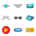 Home theater icons set, cartoon style Royalty Free Stock Photo