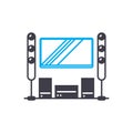 Home theater linear icon concept. Home theater line vector sign, symbol, illustration.