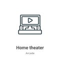Home theater outline vector icon. Thin line black home theater icon, flat vector simple element illustration from editable Royalty Free Stock Photo