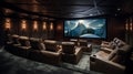 A home theater room, equipped with plush recliners. Royalty Free Stock Photo