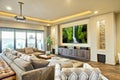 Beautiful Home Entertainment Room with Movie Screen Royalty Free Stock Photo