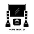 home theater symbol icon, black vector sign with editable strokes, concept illustration Royalty Free Stock Photo