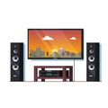 Home theatre system with big wall tv screen