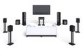 home theatre system and sofa on a white background Royalty Free Stock Photo
