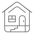 Home thin line icon. House vector illustration isolated on white. Building outline style design, designed for web and Royalty Free Stock Photo