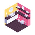 Home Toilet Isometric Composition