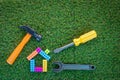 HOME TOY WITH TOOLS Royalty Free Stock Photo