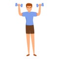 Home training dumbbell exercise icon, cartoon style