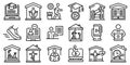 Home training icons set, outline style