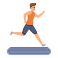 Home training running treadmill icon, cartoon style