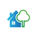 Home tree icon. real estate vector icon. house logo illustration. simple design home with tree. fit for a home landscape, nature. Royalty Free Stock Photo