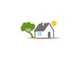 Home beside tree and sun up House Logo Royalty Free Stock Photo