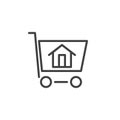 Home in trolley line icon