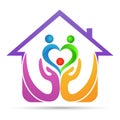 Home trust care people elder couple family love logo design