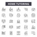 Home tutoring line icons, signs, vector set, linear concept, outline illustration