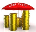 Home Value Report Coins Demonstrates Pricing Property For Mortgages Or Purchase - 3d Illustration