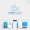 Home video cinema black color simple line logo template vector illustration icon element