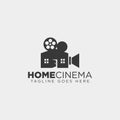 Home video cinema black color simple line logo template vector illustration icon element