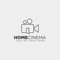 Home video cinema black color simple line logo template vector illustration icon element