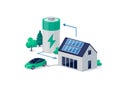 Home virtual battery energy storage with solar panels and electric car charging