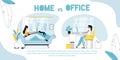 Home vs office, employee against freelancer poster Royalty Free Stock Photo