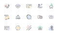 Home, Warning and Stairs line icons for website, printing. For design. Vector