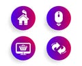 Home, Web shop and Scroll down icons set. Refresh sign. House building, Shopping cart, Mouse swipe. Rotation. Vector Royalty Free Stock Photo
