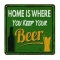 Home is where you keep your beer vintage metal sign