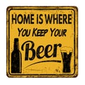 Home is where you keep your beer vintage metal sign