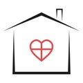 Home where you loved, sweet home with heart shaped window Royalty Free Stock Photo