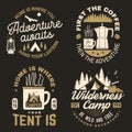 Home is where you tent is. Happy camper. Vector illustration. Concept for shirt or badge, overlay, print, stamp or tee.