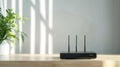 Home WiFi Router on table. Wireless modem router on a desk with copy space. Royalty Free Stock Photo