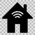 Home wifi symbol icon - black simple, isolated - vector Royalty Free Stock Photo