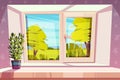 Home window with beautiful view outside vector Royalty Free Stock Photo