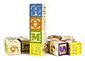 Home word on wooden block letters