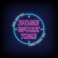 Home Work Time Neon Signs Style Text Vector Royalty Free Stock Photo