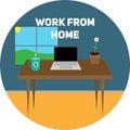 Work from home workspace view round vector