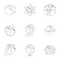 Home world icons set, outline style