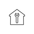 Home with wrench outline icon