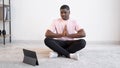 home yoga calm black man online practice lesson