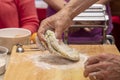 Process of making pasta with herbed pasta dough Royalty Free Stock Photo