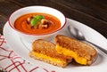 Tomato soup and grilled cheese sandwich Royalty Free Stock Photo