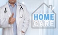 Homecare concept and doctor with thumbs up