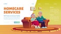 Homecare services cartoon landing page. Social aid