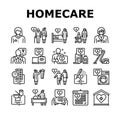 Homecare Services Collection Icons Set Vector