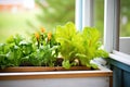 homegrown salad greens in a window box garden Royalty Free Stock Photo