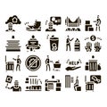 Homeless Beggar People Glyph Set Vector Royalty Free Stock Photo