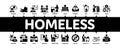 Homeless Beggar People Minimal Infographic Banner Vector