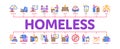 Homeless Beggar People Minimal Infographic Banner Vector