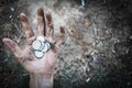 Homeless begging hand of man with money